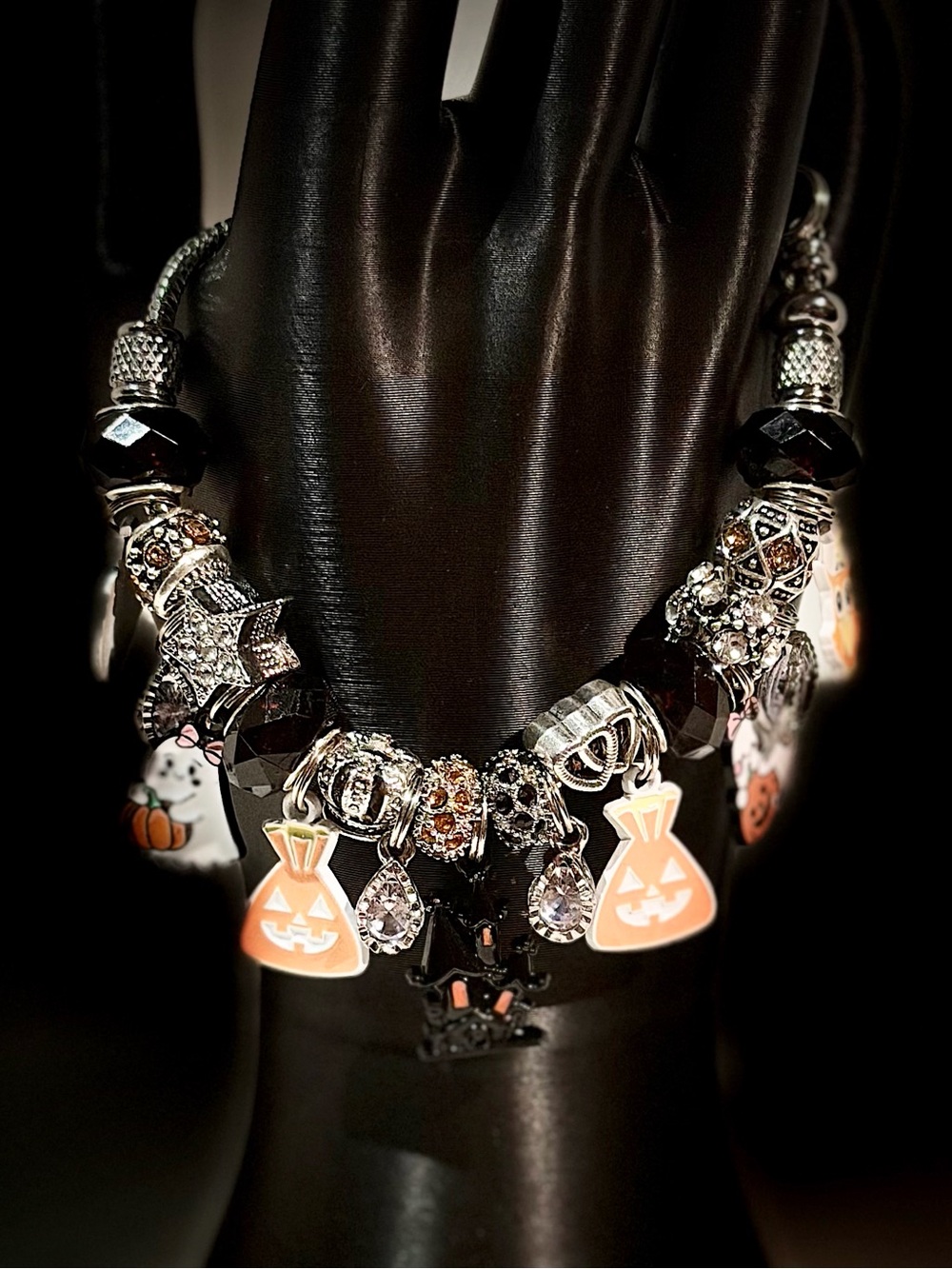 Halloween Charm Bracelet - Black and Orange Women’s Jewelry